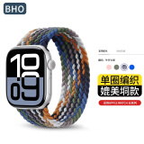 BHO【销量5万+】适用苹果手表表带apple iwatch s10表带s9/se2单圈编织表带s8/7/6尼龙女士男生星光色 牛仔七彩色 40/41/42表盘M码【腕围155-166mm】