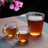雅集耐热玻璃茶杯 锤纹玻璃杯 耐高温防爆小品茶杯子100ml 2只装 锤纹公道杯180ml+2个锤纹小茶杯100ml组合