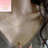 纪梵蒂 GEFIODEY细彩金色18k包金色项链女款链条素链钛钢不掉色锁骨链链子无吊坠 节片链