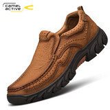骆驼动感休闲鞋男皮鞋套脚男鞋户外鞋登山鞋男旅游鞋男皮面磨砂皮工装鞋 浅棕 41