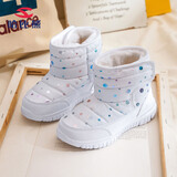 哈比熊童鞋儿童雪地靴冬款女童靴子加绒保暖短靴棉鞋AW7090 白色(圆)37码