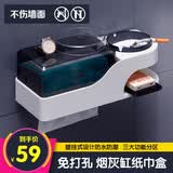 创意卫生间纸巾盒带烟灰缸防水手纸盒厕所多功能收纳卫生纸置物架长款家用免打孔卷纸筒抽纸盒壁挂塑料厕纸盒 白色