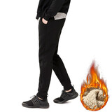 虎迹 运动裤加绒加厚羊羔绒运动裤男冬季跑步锻炼保暖运动长裤 黑色（收口1809款） 3XL