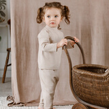 nest designs宝宝家居服儿童套装冬季天竹绒纯色长袖打底衫长裤睡衣男女宝宝 暖香褐-半高领上衣 （春秋薄款） 90 cm（建议身高80-92cm）