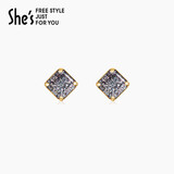 She's耳饰 莫奈印象波光炫彩仿水晶耳钉小众耳环生日礼物送女友
