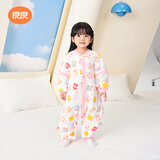 良良婴儿睡袋秋冬加厚款儿童睡袋新生儿分腿款四季通用防踢被 拼图粉·夹棉款100g-适合15-20℃ XL（建议身高90-105cm）