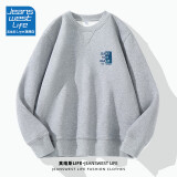 JEANSWEST LIFE真维斯无帽卫衣男春秋季宽松打底外套倒三角设计重磅圆领上衣男