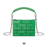 BABAMA【生日礼物】轻奢女包链条小方包小众设计编织单肩手提包 圣诞绿大版