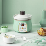 麦豆婴儿电炖锅多功能宝宝辅食锅煮粥神器小电饭锅儿童BB煲小炖锅炖锅煲粥锅炖粥辅食锅煮粥神器锅 BB粥 复古绿-无蒸格10A
