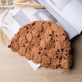 黛莎 新款帽子女遮白发套头帽夏天空调帽薄款透气镂空睡帽针织毛线帽 咖色