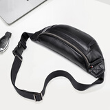 金利来正品腰包男士高档头层牛皮真皮胸包男包软斜挎小包新款时尚收钱包 黑色