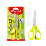 马培德（Maped） 3D带护套儿童剪刀13cm 儿童剪刀安全手工舒适软柄带刻度圆角小剪子学生文具 黄色【软柄 带刻度 带护套】