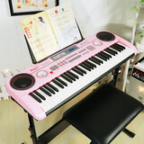 俏娃宝贝电子琴儿童61键初学者入门音乐乐器3-8岁女孩玩具钢琴男5生日礼物 粉自主学练版+分阶教程+琴架琴凳