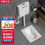 松鲸蹲便器冲水箱套装卫生间家用蹲坑防臭防堵厕所一体大便器智洁釉面 B带弯蹲便器套装+软管角阀喷枪