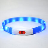 宠哆哆 狗狗发光项圈 宠物狗泰迪荧光项圈脖圈外出夜用品LED发光usb充电小型犬夜间遛狗灯 蓝色可裁剪 S-【建议5-10斤脖圈40cm】