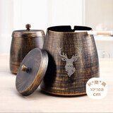 侑家良品 铁艺带盖防飞灰烟灰缸家用客厅摆件热门商品 送朋友  