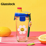 Glasslock&wigglewiggle联名款卡通印花玻璃水杯家用手提新款杯子花朵380ml