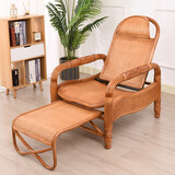絮意藤椅折叠躺椅老人家用阳台大人调节躺椅午休睡椅藤编靠背椅逍遥椅 桔色自动调节躺椅