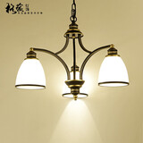 格蕴美式吊灯客厅灯现代简约大气卧室餐厅灯北欧铁艺欧式家用灯饰灯具 3头朝下 (黑描金)*全光谱护眼