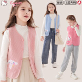 Hello Kitty儿童马甲秋装纯棉女童背心2025新款宝宝内穿打底外穿童装冬 山茶粉513090 120