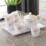 欧式茶具套装泡茶壶茶杯家用陶瓷水具套装客厅大容量冷热水壶水杯 清雅一壶六杯一托盘