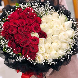 鲜花情99朵红玫瑰鲜花束同城配送女朋友老婆生日花束表白礼物 经典双色·52玫瑰混搭鲜花花束 同城配送 支持预约日期