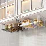 圣西陶 橱柜下挂置物架厨房衣柜收纳架金属置物架整理架壁挂书架宿舍收纳筐悬挂分层挂篮吊柜下吊篮 黑白各一个