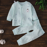 童耶春秋婴儿童秋衣秋裤分体内衣套装0-12个月宝宝纯棉衣服两件套 C2+M-977小森林套装青 80 码(建议18-22斤宝宝穿)
