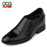 高哥增高鞋男士隐形内增高8cm商务正装皮鞋韩版牛皮结婚新款套脚鞋子 GZ8829045黑色8CM 40 【码偏小 脚宽建议选大一码】