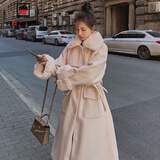 AEMAPE安可拉红毛呢大衣女2026春秋冬季新款红色呢子外套女长款加绒加厚 7895米白色_【加厚】 加绒 4XL _建议180-200斤