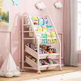 全品屋书架儿童书桌落地一体靠墙绘本架置物架移动书柜简易宝宝玩具收纳 【60CM】3书架+2玩具架+4收纳盒