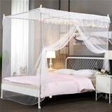 紫优晗 单开门蚊帐 老式落地帐纱加密单双人床学生床家用加粗不锈钢支架 白色（蚊帐+加粗支架） 宽1.2米*长2米