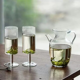 丰陶张生 日式加厚耐热玻璃过滤龙井绿茶壶仿宋执壶花茶泡茶器套装公道杯 绿茶公道壶350毫升+两高脚猴魁杯