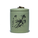月壶茗清 宜兴紫砂茶叶罐 小号普洱储茶醒茶罐 密封存茶礼盒包装 梅兰竹菊 绿泥款