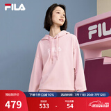 FILA 斐乐官方情侣款连帽卫衣秋季新款纯棉宽松针织长袖上衣加绒 【加绒】暗樱粉-PK M