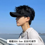妆羽婉防晒帽子男夏季遮脸显脸小防紫外线太阳帽跑步运动鸭舌空顶遮阳帽 纯色-黑色