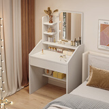 普派梳妆台简约化妆桌卧室梳妆桌带化妆镜带LED灯镜床边化妆台电脑桌 【补贴】暖白色50cm+镜