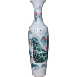 景德镇陶瓷器落地大花瓶 手绘1.8米青花系列中式客厅电视柜摆件 酒店公司大厅别墅农庄开业送礼装饰品 【款式四 墨彩源远流长/景绣前程】