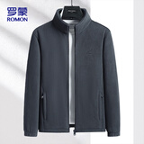 罗蒙（ROMON）外套男士秋冬季商务保暖抓绒衣休闲摇粒绒夹克男BB9灰色M