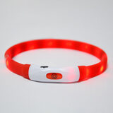 宠哆哆 狗狗发光项圈 宠物狗泰迪荧光项圈脖圈外出夜用品LED发光usb充电小型犬夜间遛狗灯 红色可裁剪 S-【建议5-10斤脖圈40cm】