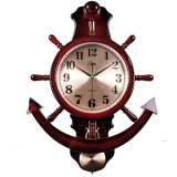 康巴丝（Compas） 钟表摇摆挂钟欧式石英钟挂表客厅餐厅地中海船舵墙挂摇摆钟 9999红木色