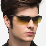 美泰龙新款高清偏光变色太阳镜男夜视镜开车专用眼镜钓鱼墨镜 枪框偏光黄绿日夜两用镜片