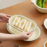 肆月高颜值米饭碗家用小碗陶瓷碗单个人专用早餐酸奶碗仪式感餐具 10英寸椭圆盘