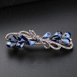 玲川妈妈发夹女后脑勺夹子头饰顶夹一字弹簧夹大号横夹马尾夹水钻发卡 10颗水晶蓝色