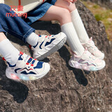 牧童学步鞋男春秋小童闪灯机能鞋女童轻便软底宝宝鞋 太空蓝/网面 25