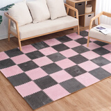 子依满铺毛绒面毯拼接泡沫地垫家用儿童爬行垫方块毯子拼图宝宝爬爬垫 粉色+灰色 30cm*30cm 厚1厘米（9片价）