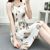 索宛亦（SUOWANYI）夏季新款韩版碎花无袖背心裙中长款显瘦抽绳棉绸连衣裙女 8号色 2XL 125-140斤