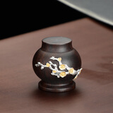 杰艺黑檀木盖置盖托紫砂茶壶盖碗盖子杯托架中式高端茶器壶承茶具配件 黑檀木【盖置】花瓶镶花