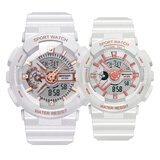 【ins风超火抖音网红同款 刻字】情侣手表情侣款一对电子男女学生韩版潮流多功能双显夜光防水情侣表运动 电子表一对玫金白【嘻哈，街头，原宿风】