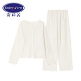 安莉芳绒暖系复古双面摇粒绒睡衣套装女显瘦家居服 乳白色CRM M